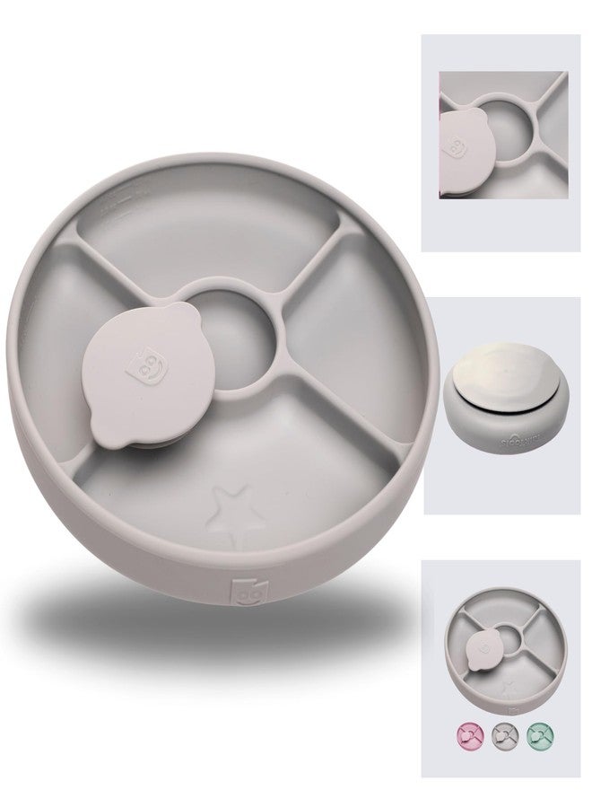 TalkTools Bitsy Silicone Baby Suction Plate with Locking Lid – Divided Plate for Toddlers Learning to Self-Feed – Non-Slip, BPA-Free, Microwave + Dishwasher Safe Baby Mealtime Plate(Cloud). - Image 1